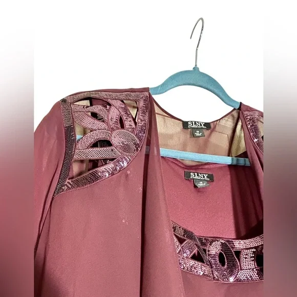 Tiered & Timeless SLNY Chiffon Jacket Dress Size 18 - Picture 10 of 12